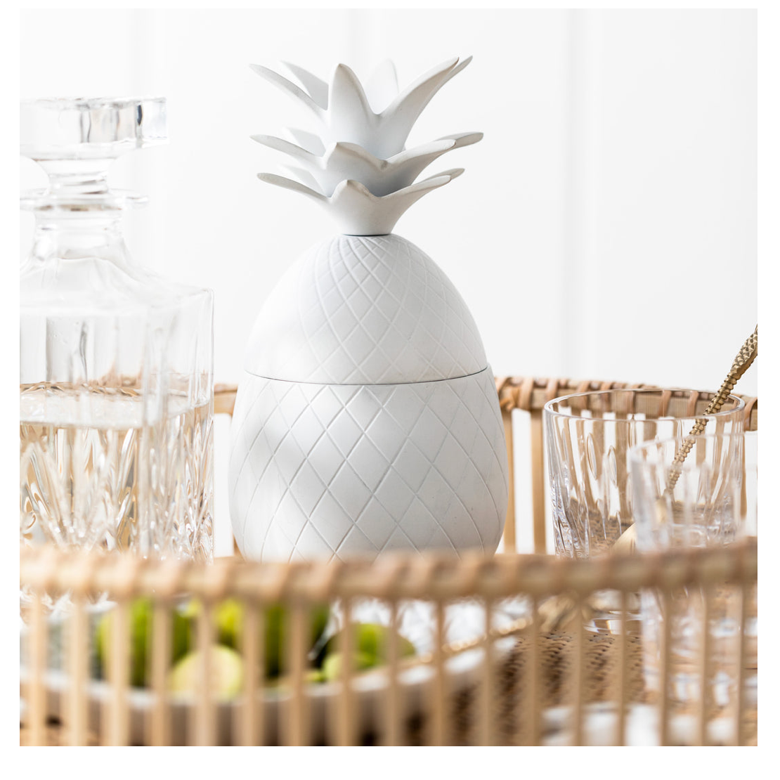 Pineapple White Canister with Lid - Daisy Grace Lifestyle