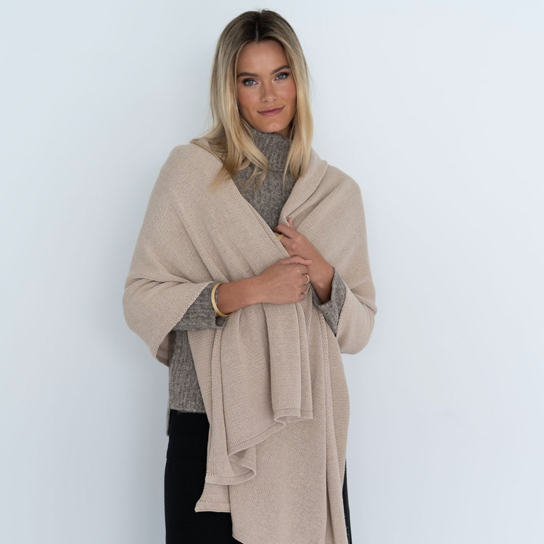 Wide Wrap Scarf - Latte - Daisy Grace Lifestyle