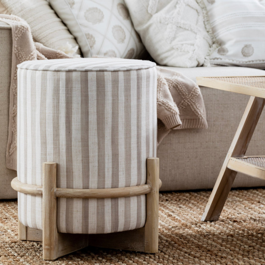 Taylor Natural Stripe Ottoman - Daisy Grace Lifestyle