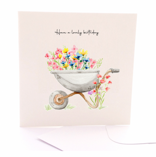 Blooms in a Barrow Card - Daisy Grace Lifestyle