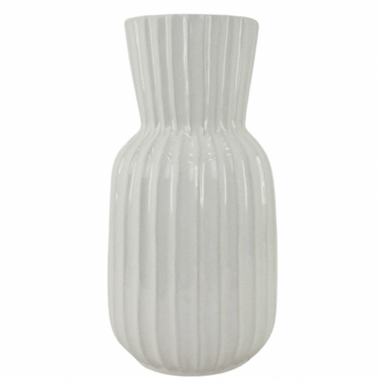 Grooved White Vase - different sizes available - Daisy Grace Lifestyle