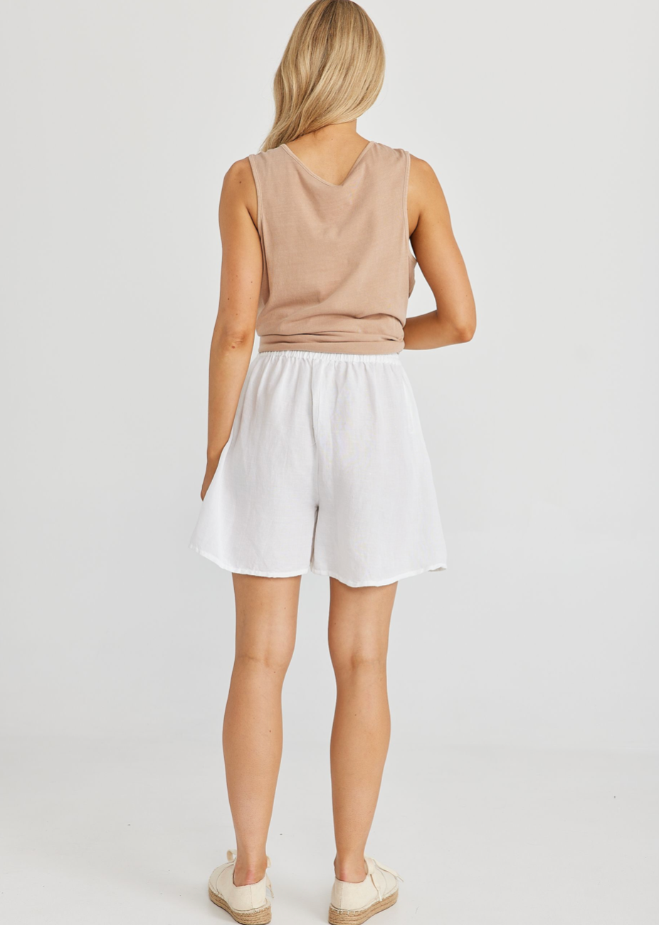 Capri Shorts - White Linen Viscose - Daisy Grace Lifestyle