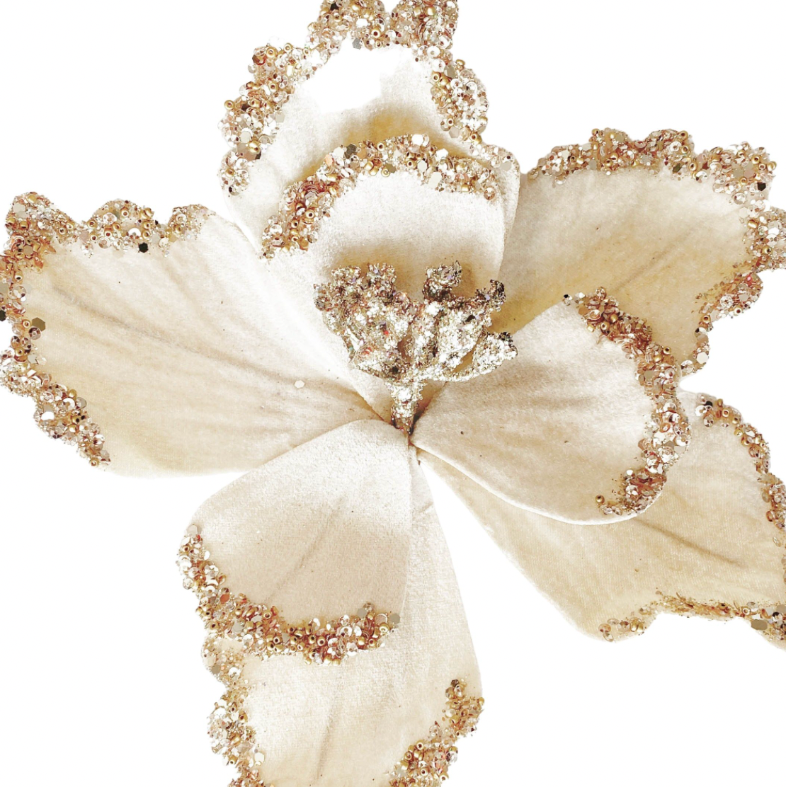 Velvet Layered Glitter Flower Clip Decor - WHITE - Daisy Grace Lifestyle