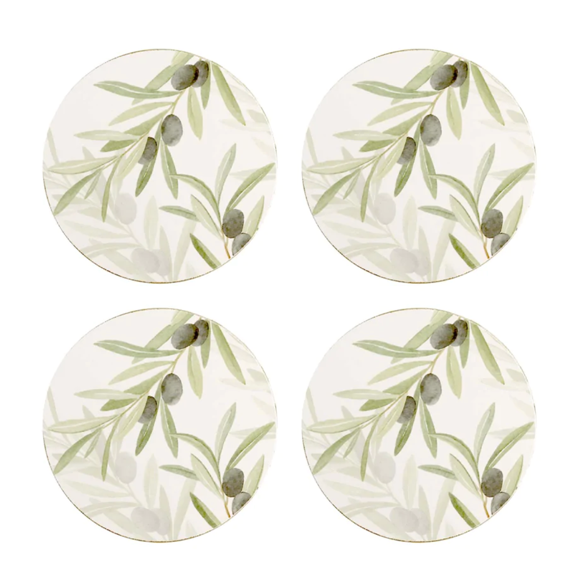 Olive Leaf Round Coasters - Set of 4 - Daisy Grace Lifestyle