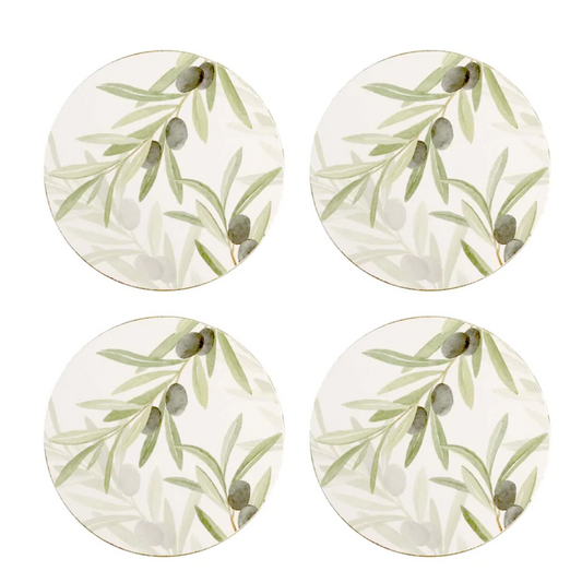 Olive Leaf Round Coasters - Set of 4 - Daisy Grace Lifestyle