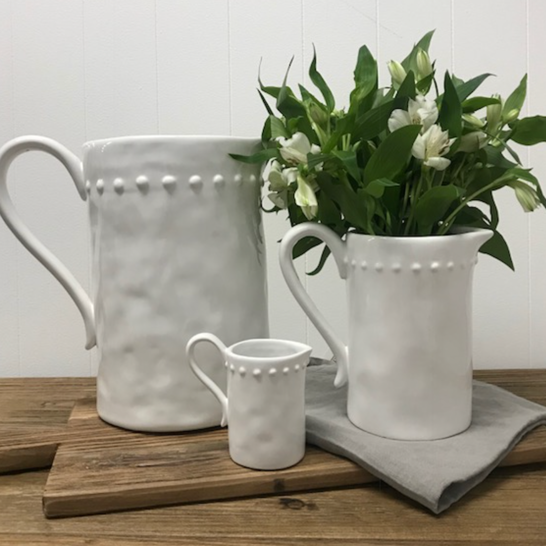 Jug with Dots - White LARGE - Daisy Grace Lifestyle