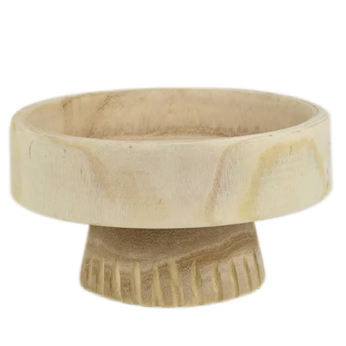 WYATT WOODEN FOOTED BOWL - NATURAL - Daisy Grace Lifestyle