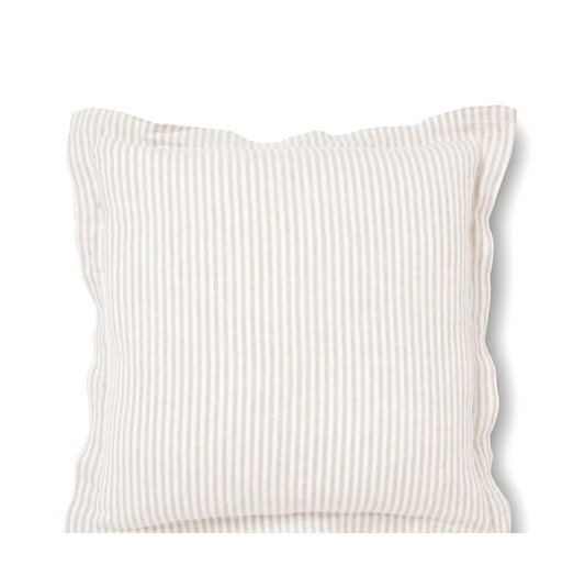 Hayes Natural / White Stripe Linen Cushion - Down - Daisy Grace Lifestyle